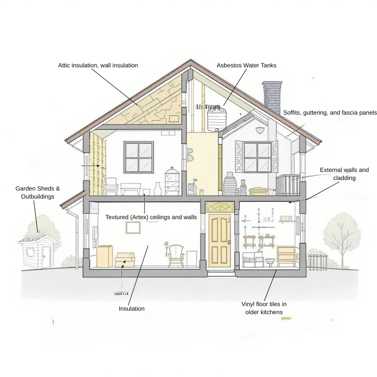 Common asbestos locations in residential rental properties before 2000
