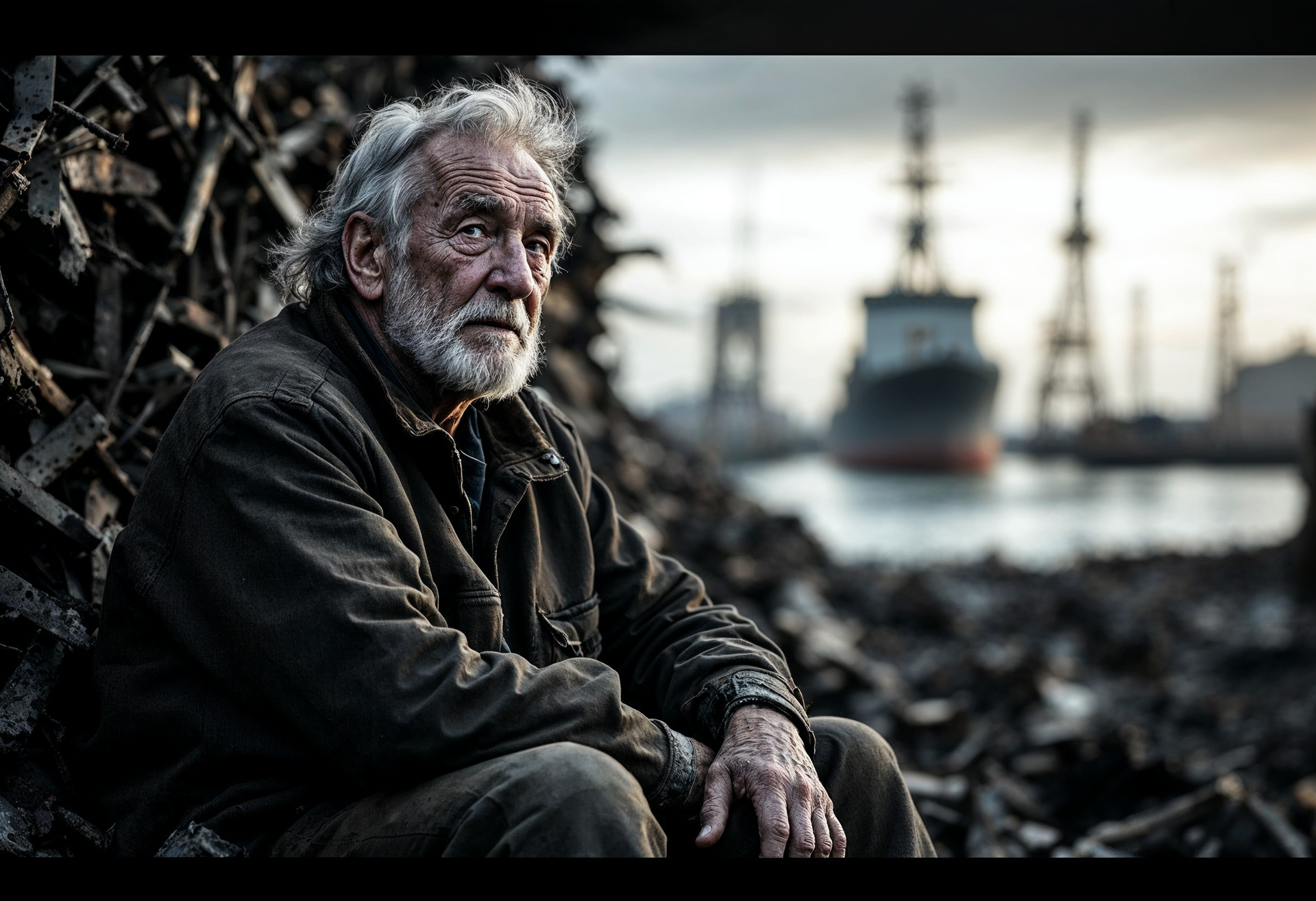 Black and white photo of shipyard worker in Clydebank Glasgow asbestos legacy