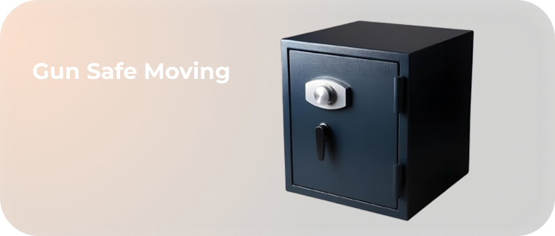 Movers using equipment to relocate a heavy gun safe