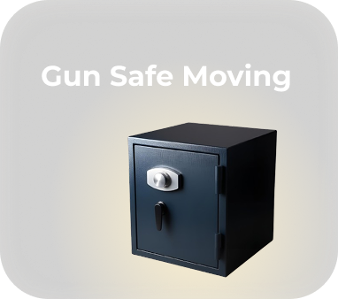 Movers using equipment to relocate a heavy gun safe