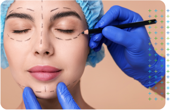 a woman is getting a plastic surgery on her face .