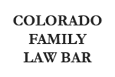 The logo for colorado family law bar is black and white.