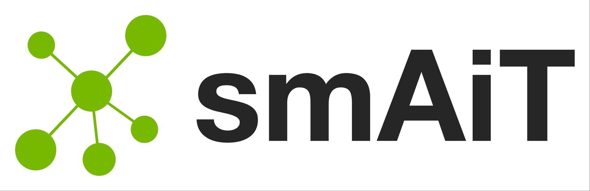 A logo for a company called smart with green circles on a white background.