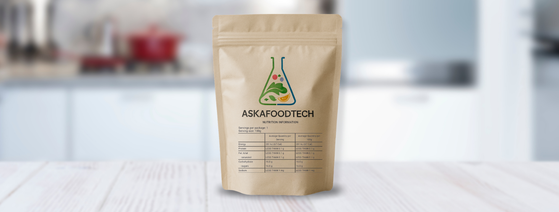 Brown Paper Bag with Ask a Food Tech Logo