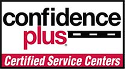 Confidence Plus Certified Service Centers logo in black, red, and white with a tire tread graphic | Jeff's Automotive, Inc