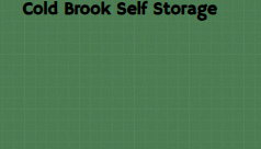 Cold Brook Self Storage business sign against a green grid background.