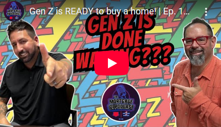 Two men discussing home buying. One gives a thumbs up, the other points. Colorful background, title overlay 