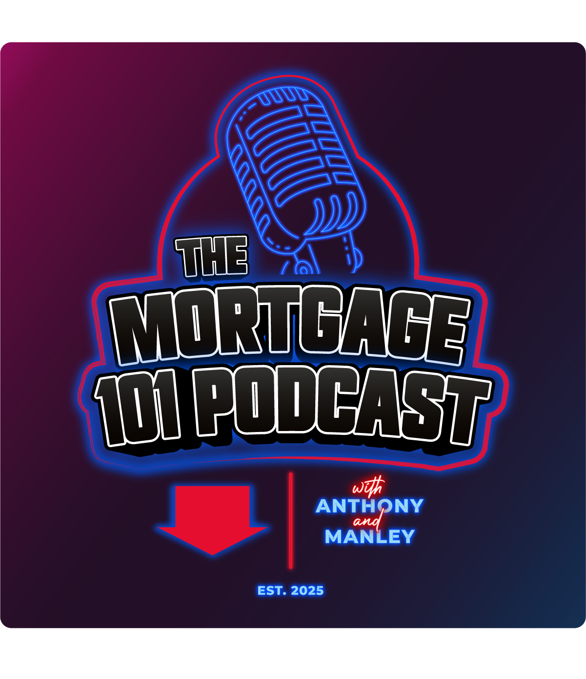 A neon sign that says the mortgage 101 podcast