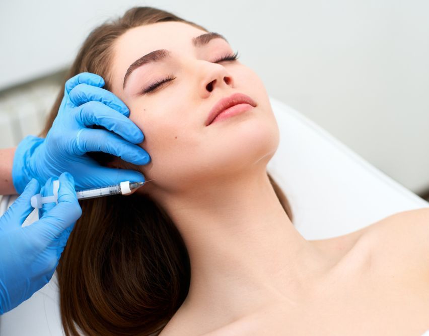 Beautician Doctor With Filler Syringe Making Injection To Jowls — Jina Robinson Skin-Cos-Medix In Albion Park NSW