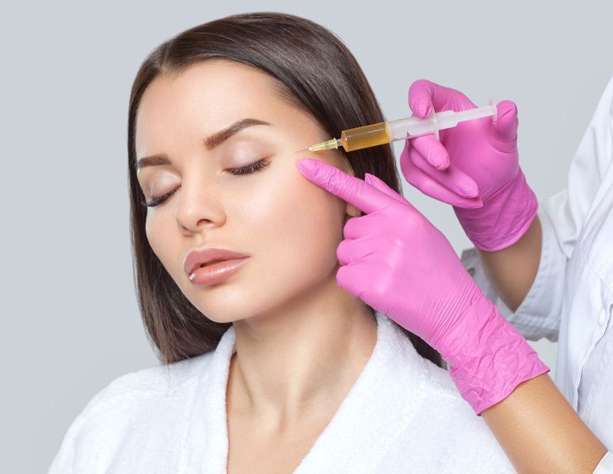Cosmetologist Does PRP Therapy On The Face Of A Beautiful Woman — Jina Robinson Skin-Cos-Medix In Albion Park NSW