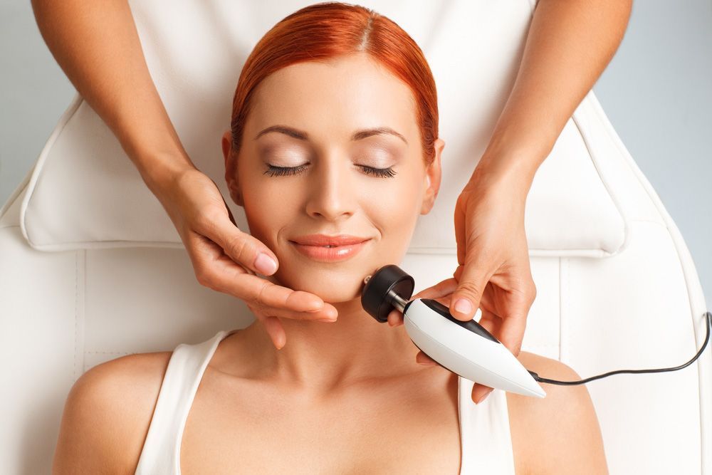 Woman With Closed Eyes Getting Rf Lifting In A Beauty Salon — Jina Robinson Skin-Cos-Medix In  Albion Park NSW