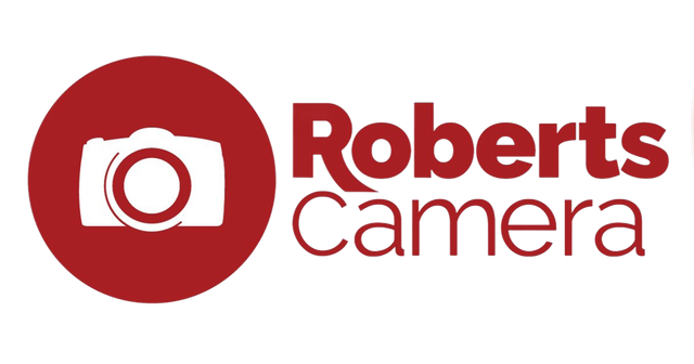 Roberts Camera logo with red camera icon and red text on white background