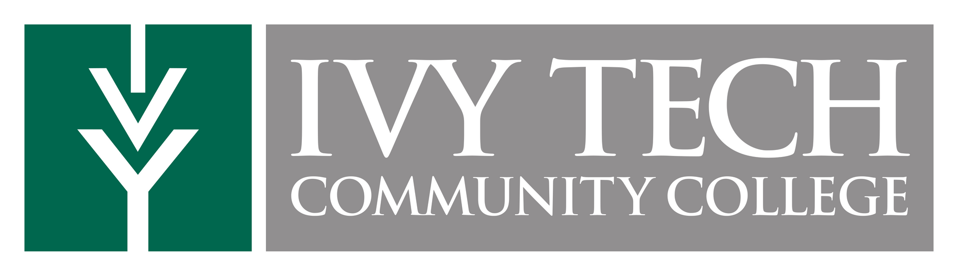 Ivy Tech Community College logo with a green shield and white “Y” beside gray text on a light background