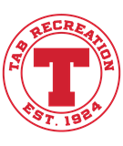 Red Tab Recreation logo with a red “T” inside a red circle and “EST. 1924” text