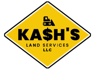 A yellow and black sign that says kash 's land services llc