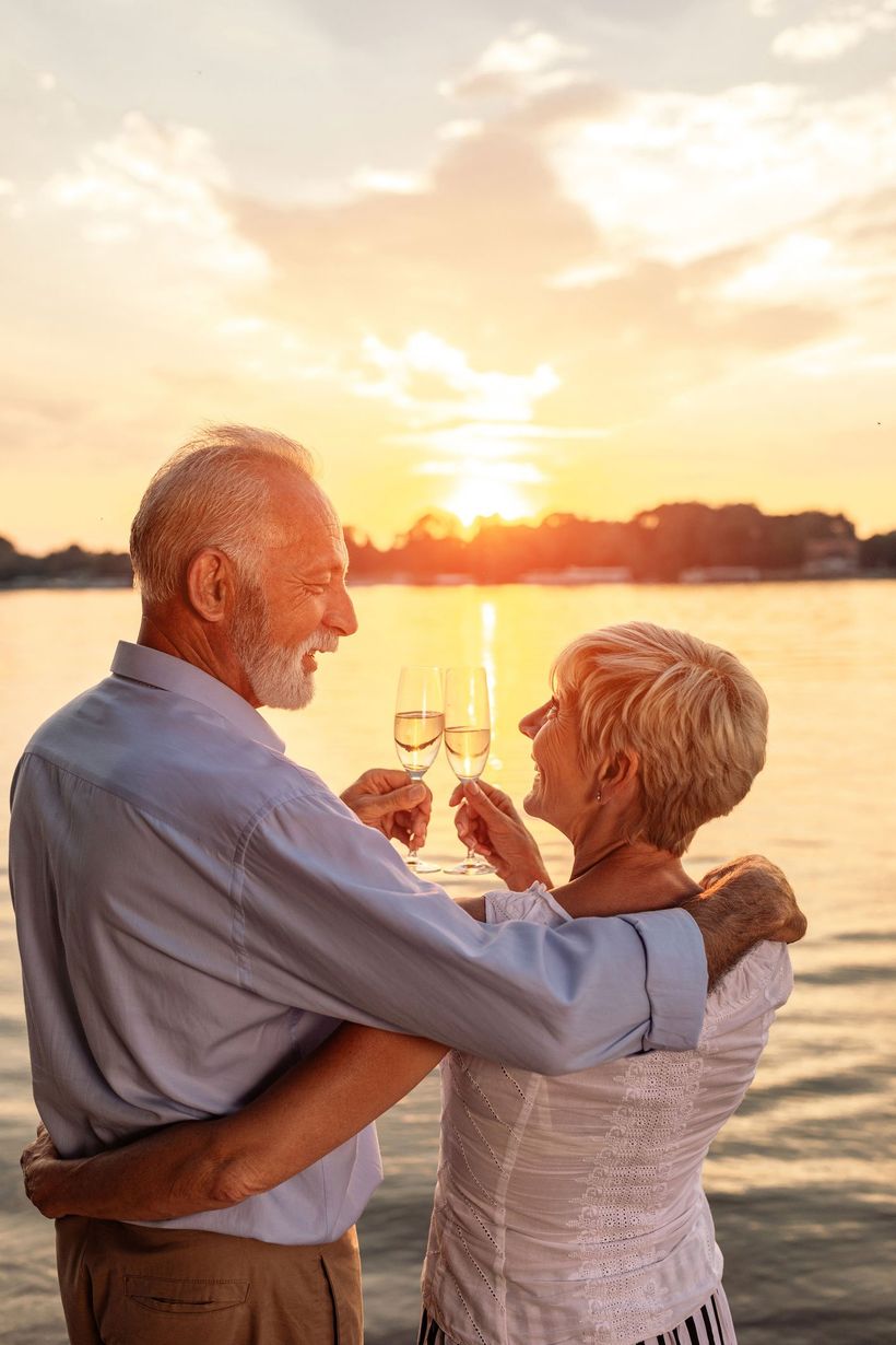 Happy Old Couple on a Beach — Vinton, IA — Three Rivers Insurance LLC