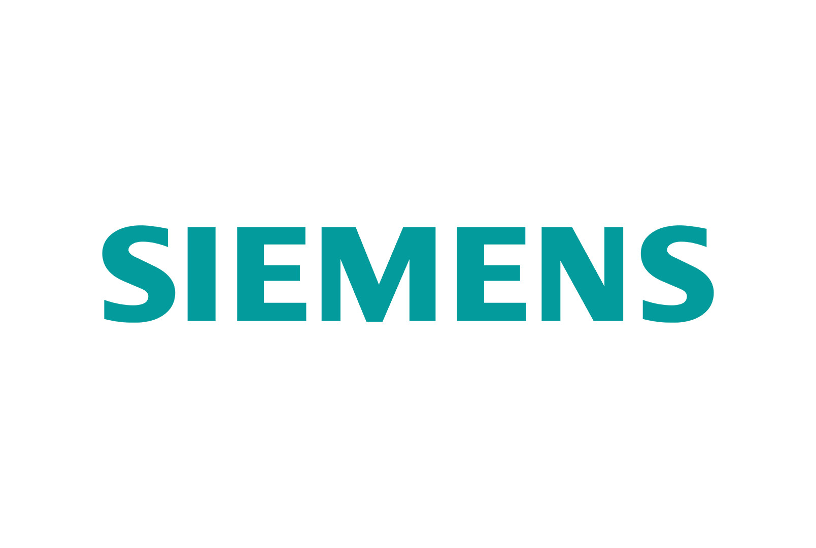 O logotipo da siemens é azul e branco em um fundo branco.