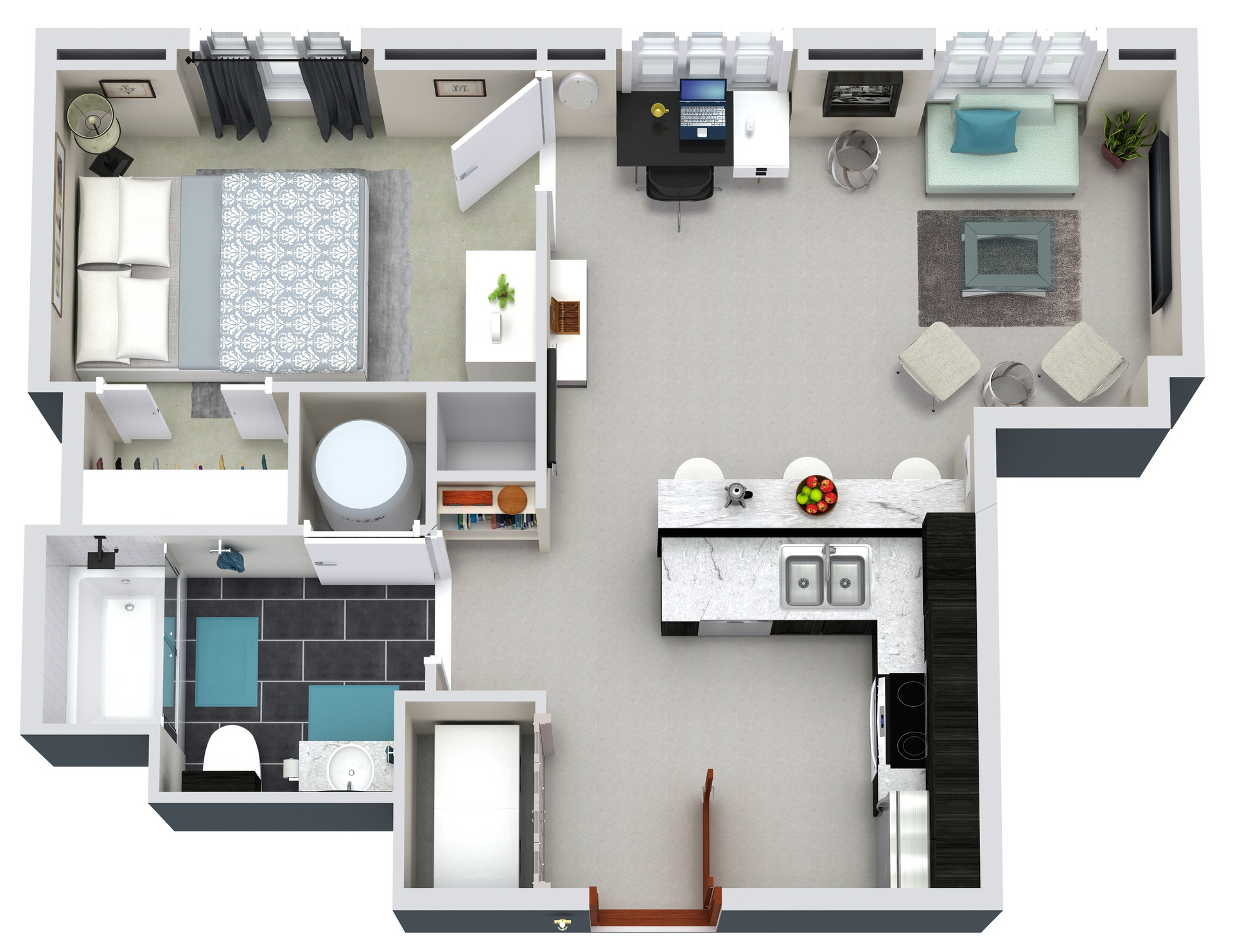 Floor Plan: Unit A 1 Bed 1 Bath 547 SF