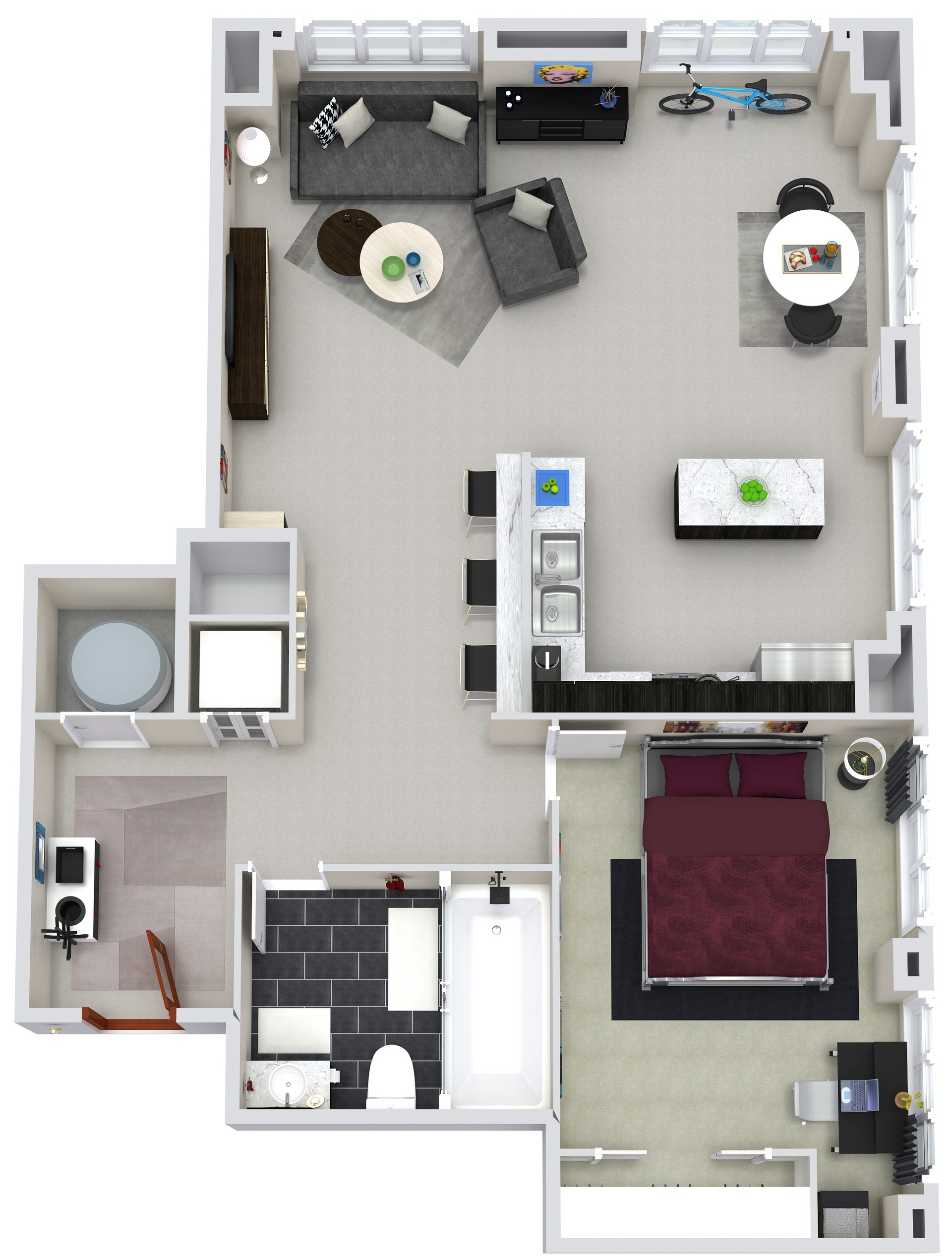 Floor Plan: Unit B 1 Bed · 1 Bath · 535 SF