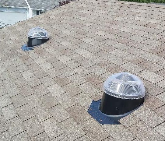 A hole in a roof that looks like a barrel
