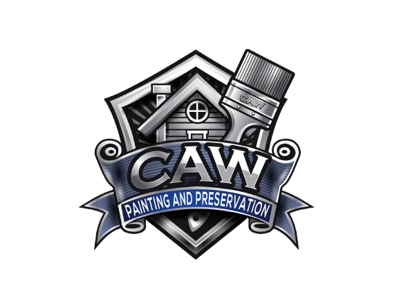 A logo for a company called caw painting and preservation