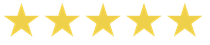 Five yellow stars are lined up in a row on a white background.