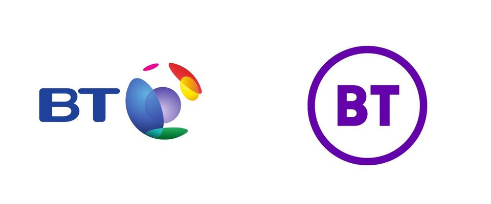 old bt logo alongside the new bt logo