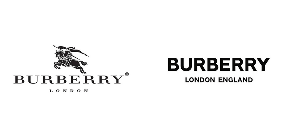 old Burberry logo alongside their new one