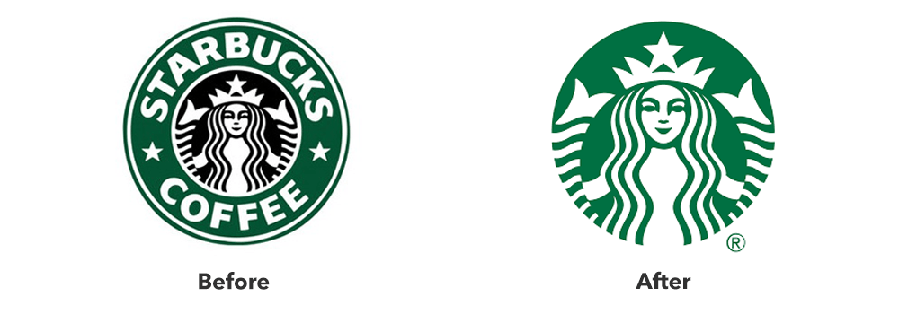 old Starbucks logo alongside their new one