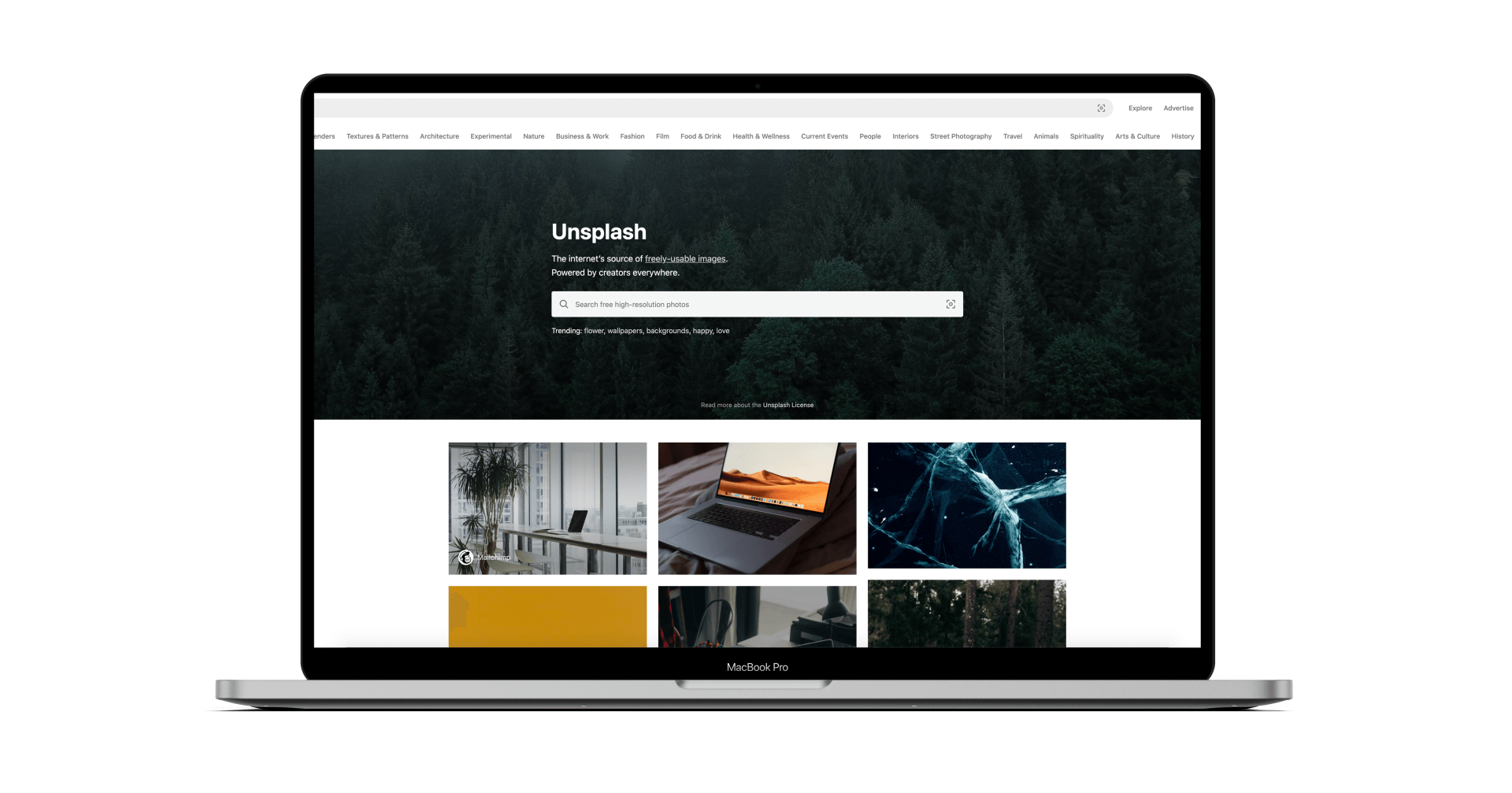 a screenshot of unsplash