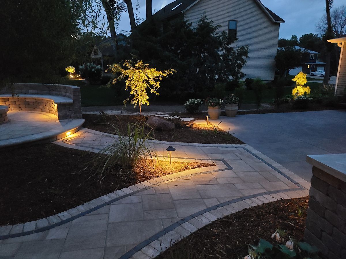 Paver Walkways At Night — Marion, IA — S&B Scapes