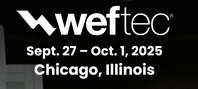 A black and white logo for weftec chicago illinois