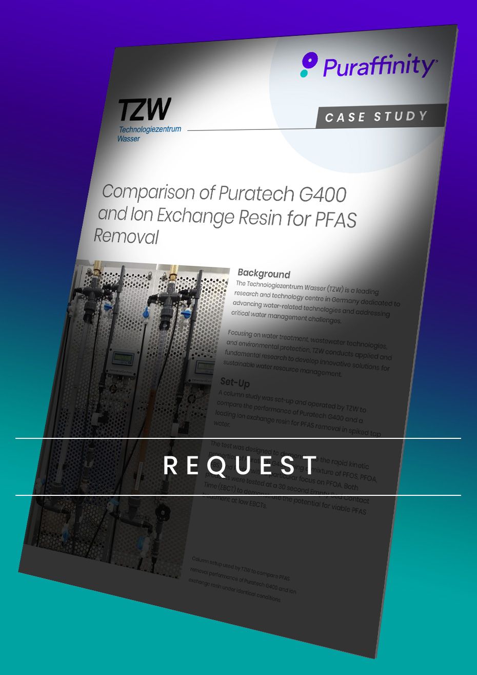 Front page of Puraffinity case study 
on a purple background 