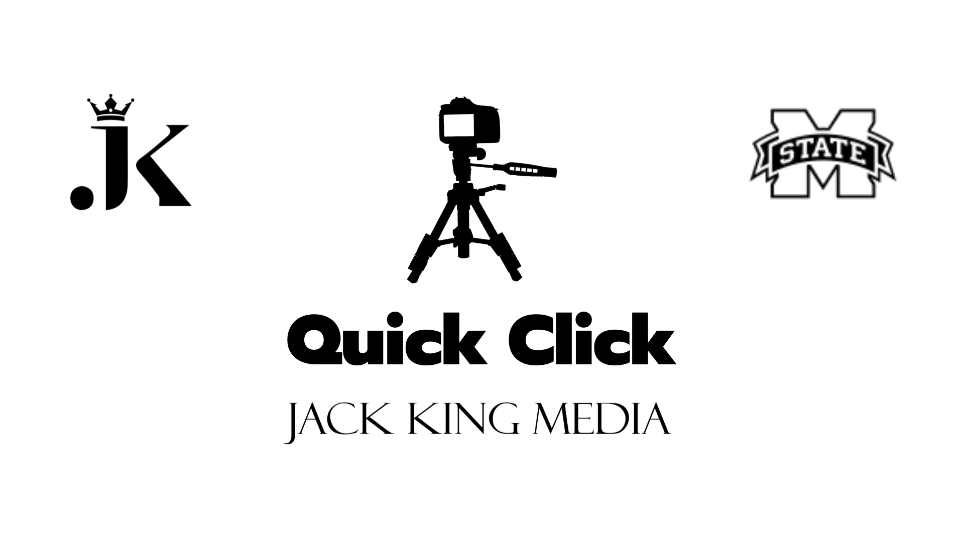 A black and white logo for quick click jack king media