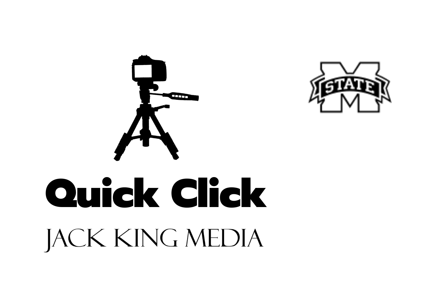 A black and white logo for quick click jack king media