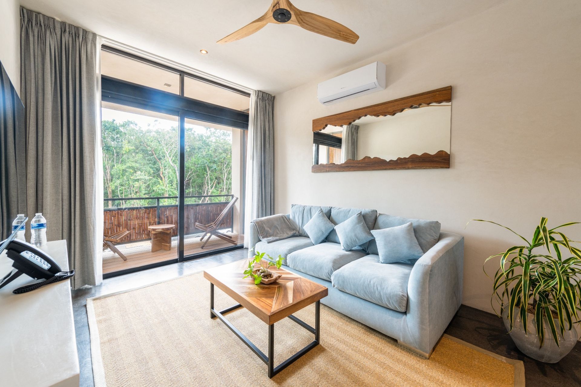 Living room to apartment with balcony