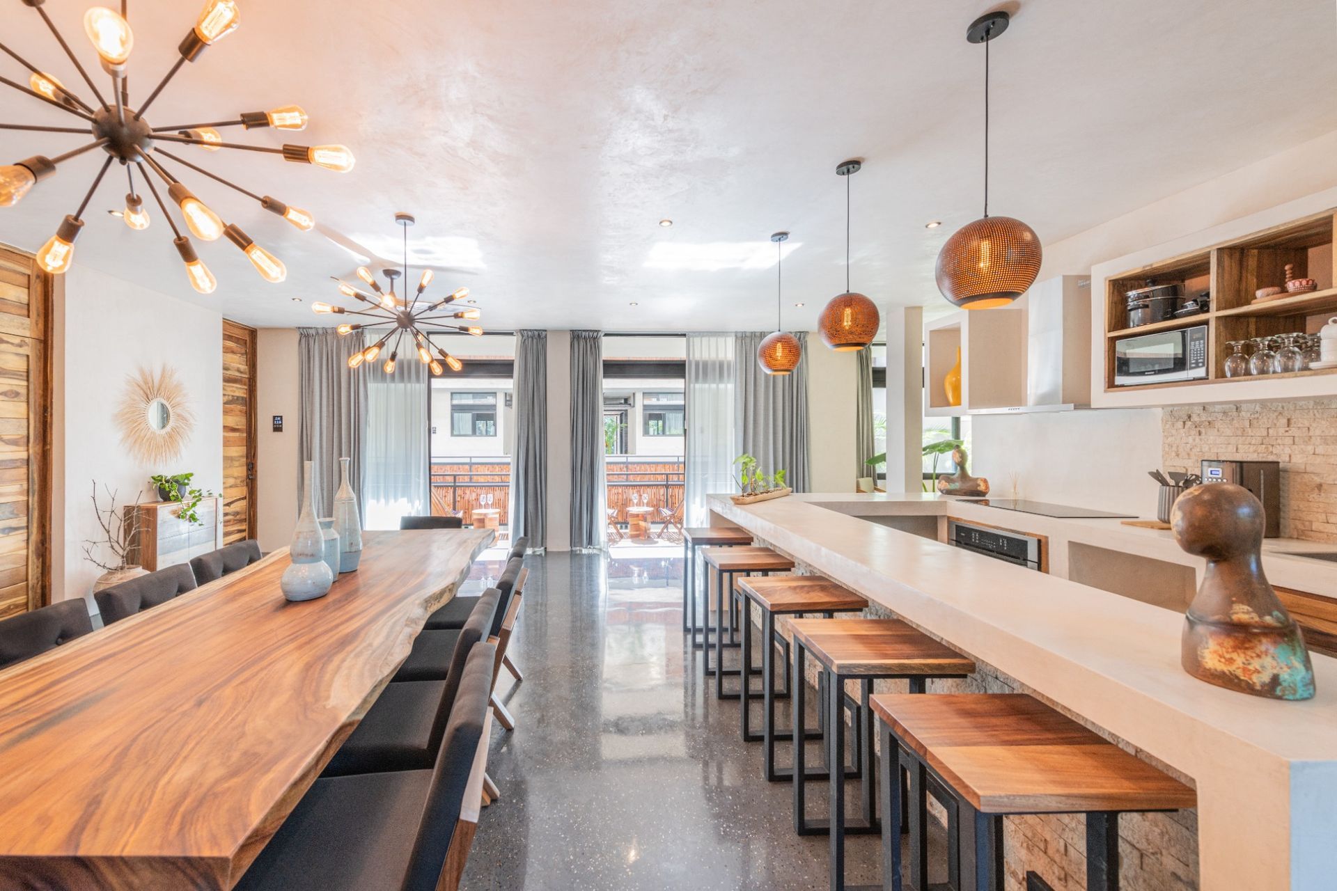 Kitchen and dinging area of Master Villa at Irie Tulum