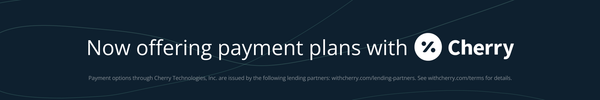 Now offering payment plans with Cherry logo.