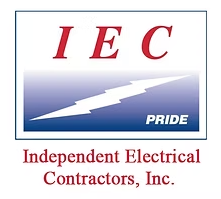 IEC logo: red letters on blue gradient, lightning bolt,