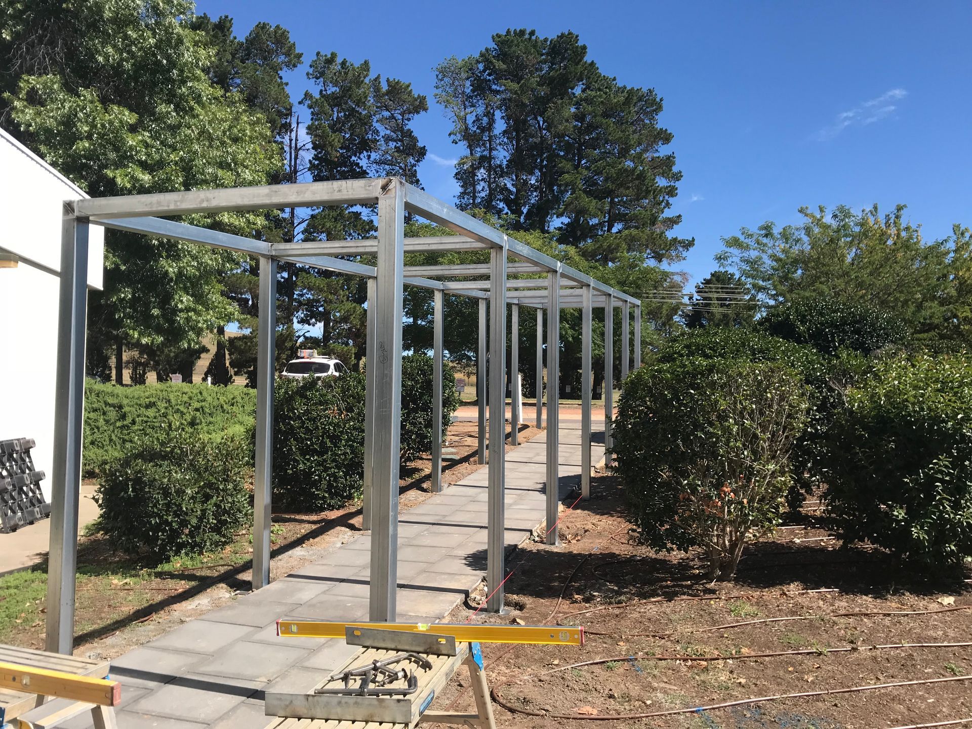 A metal structure is being built in the middle of a park — Magnum Steel In Crestwood, NSW