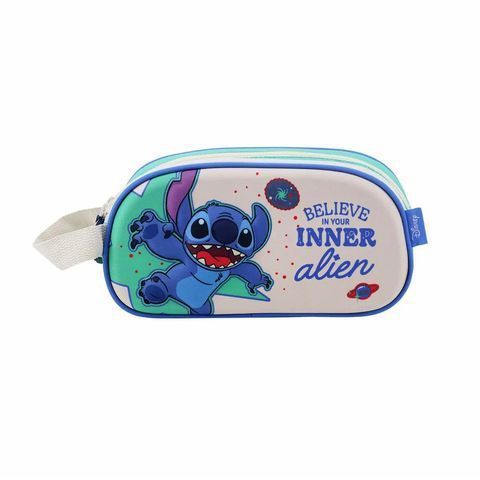 CARTUCHERA 2 CIERRES RIGIDA DISNEY STITCH 3D