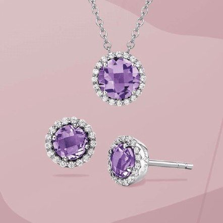 Amethyst Necklace and Earrings — Russellville, AL — Artistic Jewelry and Repair