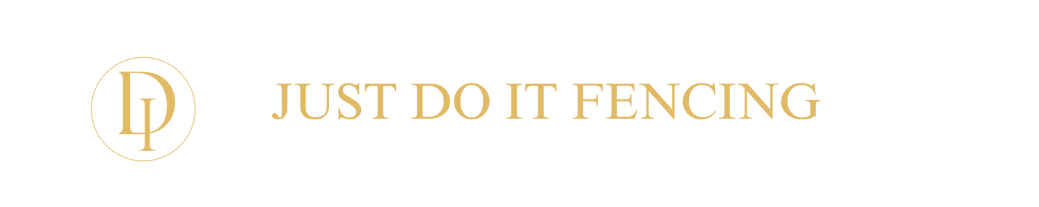 Logo of "Just Do It Fencing" with a gold "JD" monogram in a circle.
