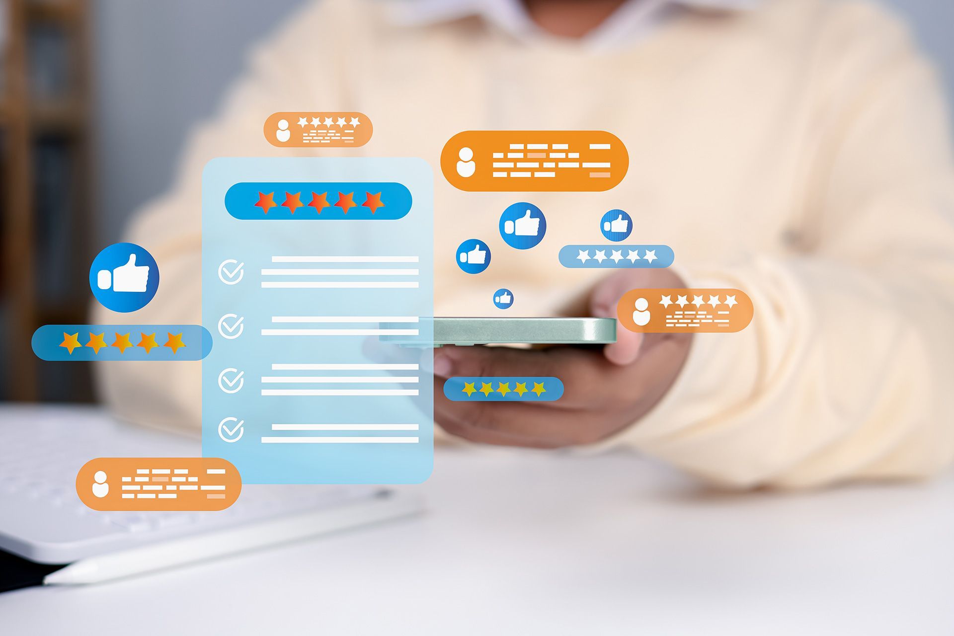 Owner reviewing customer feedback dashboard