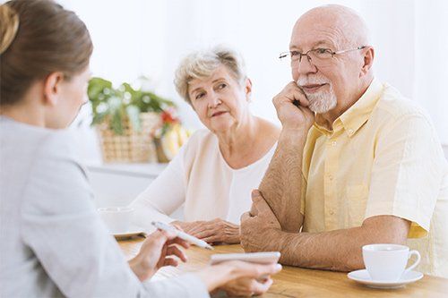 Senior Couple Talking To Insurance Advisor