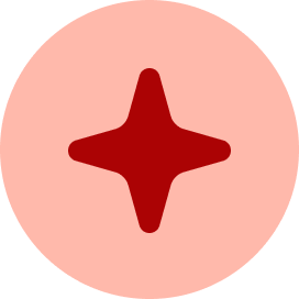 Dark red icon of a sun partially hidden behind a cloud, centered on a light pink circular background.