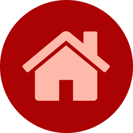 A dark red line-art icon of a delivery truck centered inside a light pink circle.