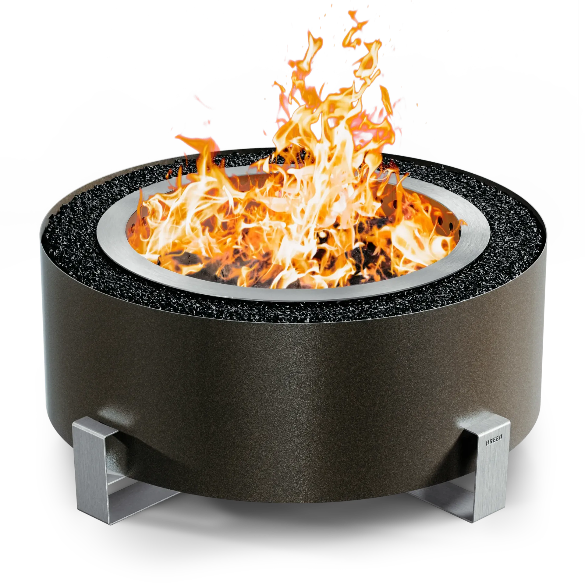 A tan, two-seater outdoor glider chair with a slatted backrest, shown on a white background.