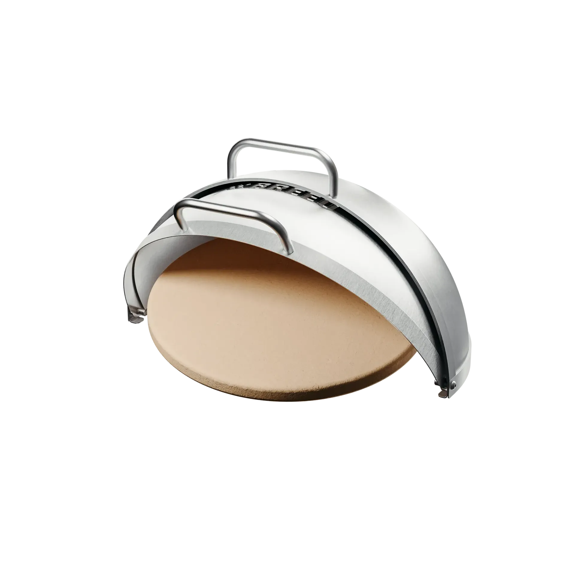 A light tan, slatted outdoor lounge chair with armrests and back support against a white background.