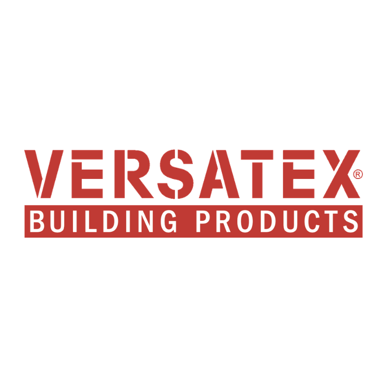 A red-lettered logo for VERSATEX BUILDING PRODUCTS on a white background.
